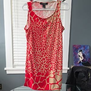 Ashley Stewart Red and Gold Animal Print Tank Top